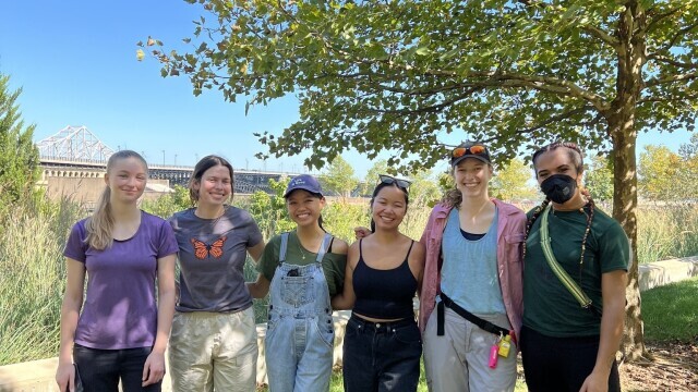 Group of volunteers in park