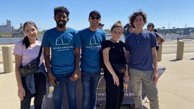 Group of volunteers next to riverfront