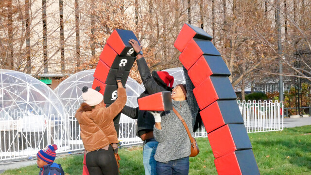 Group playing build-an-arch