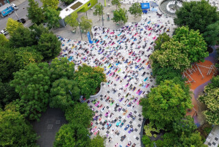Sunrise Yoga at Kiener Plaza
